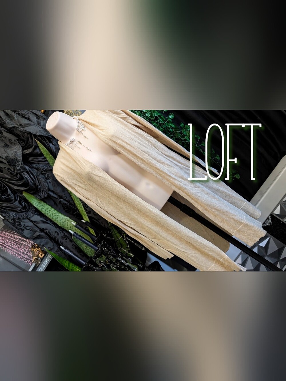 LOFT Tan Ramie Cardigan MD